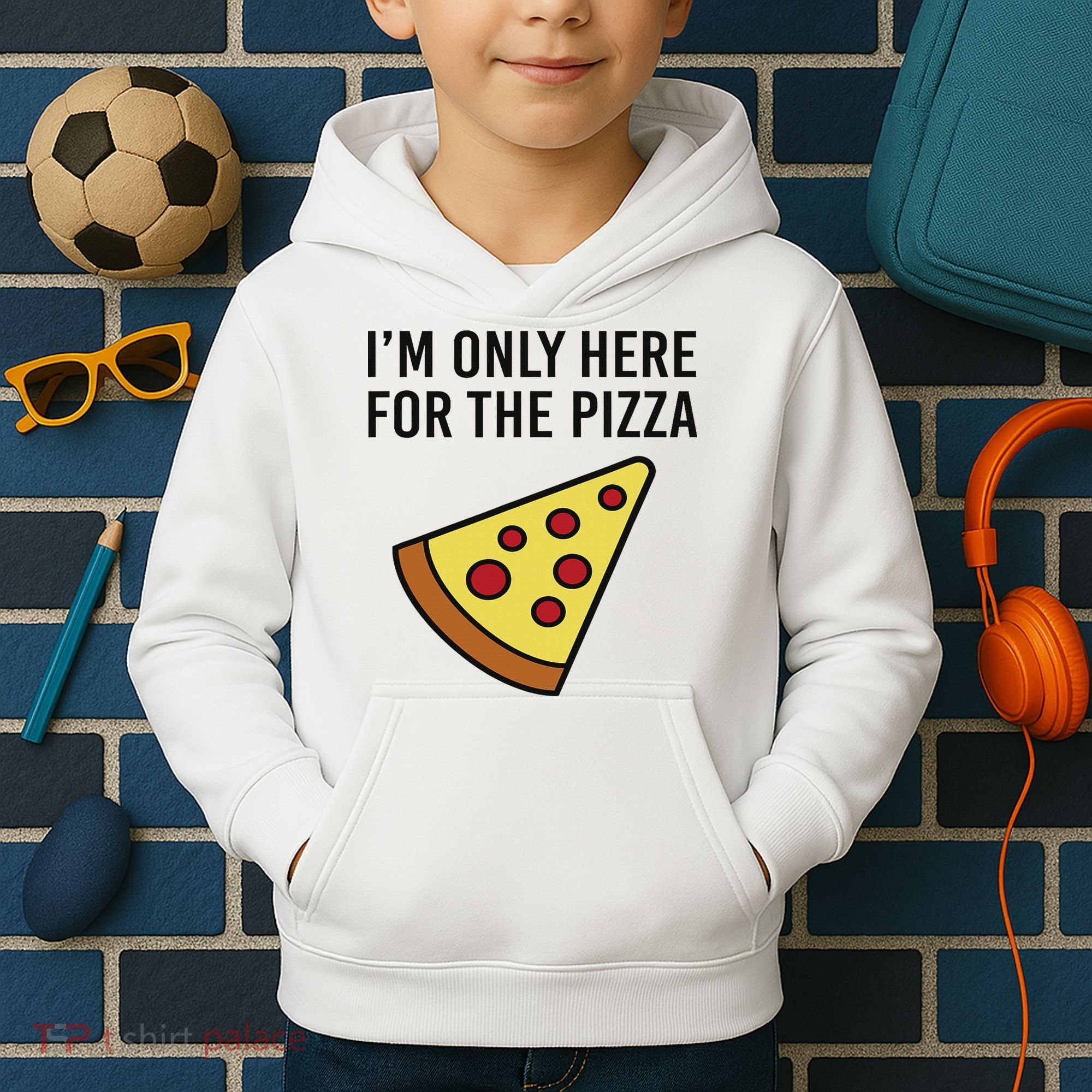 I'm Only Here For The Pizza Foodie Funny Kids Hoodie