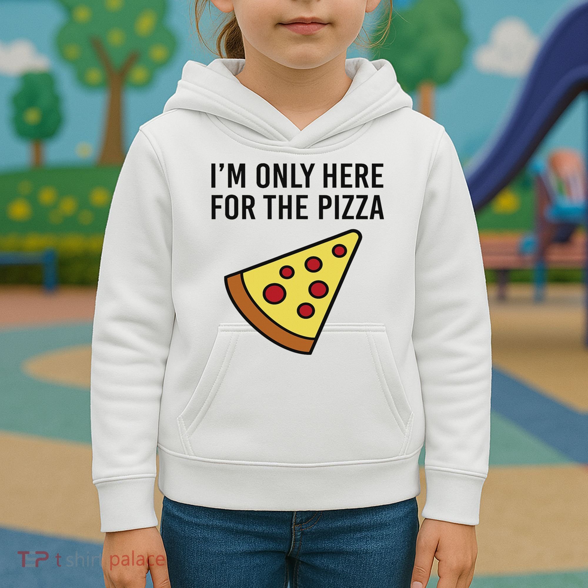 I'm Only Here For The Pizza Foodie Funny Kids Hoodie