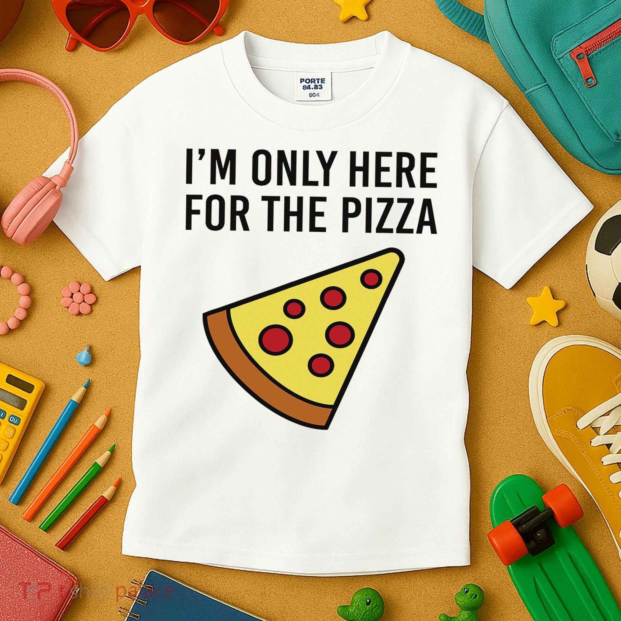 I'm Only Here For The Pizza Foodie Funny Kids T-Shirt
