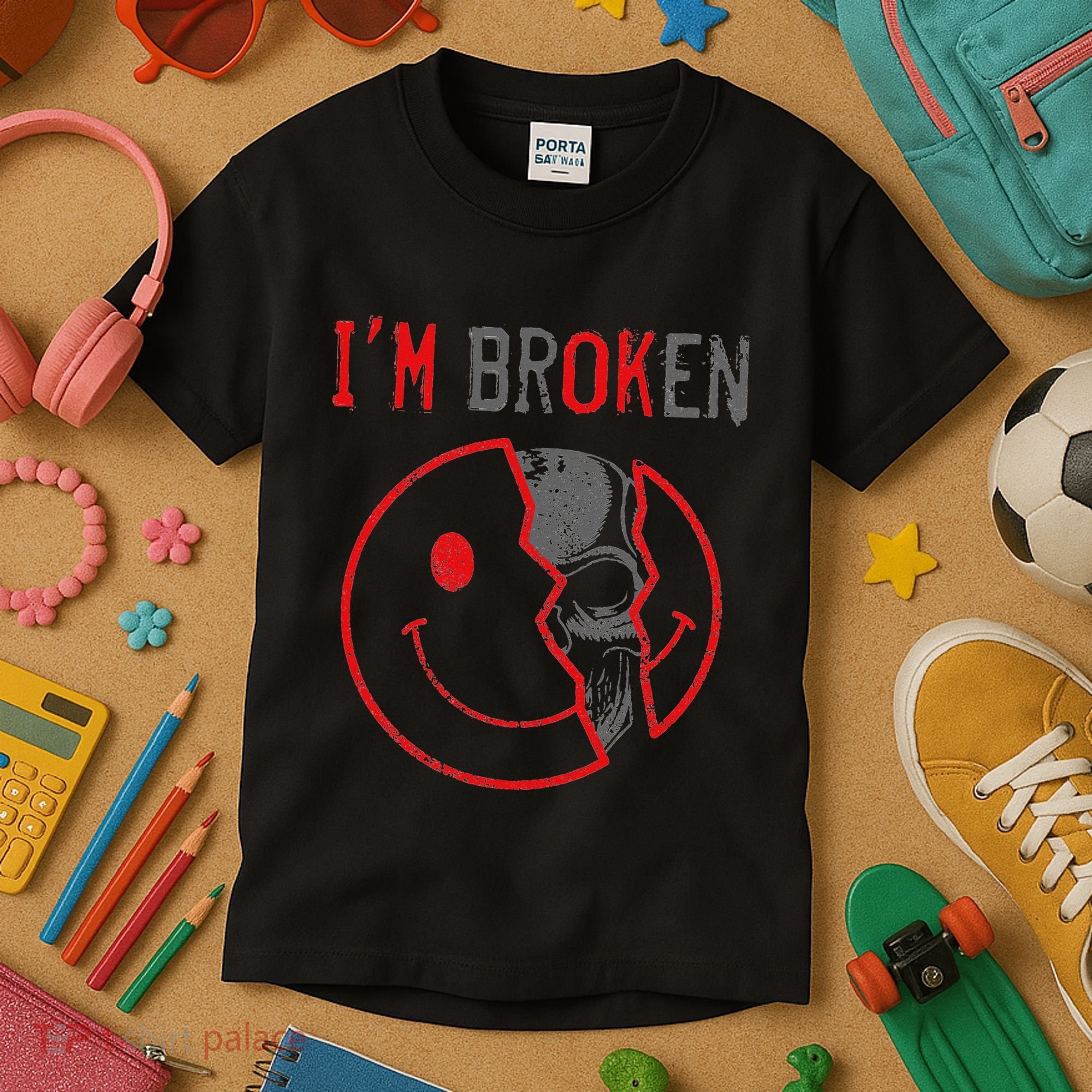 IM Ok IM Broken Invisible Illness I Am Ok Broken Kids T-Shirt