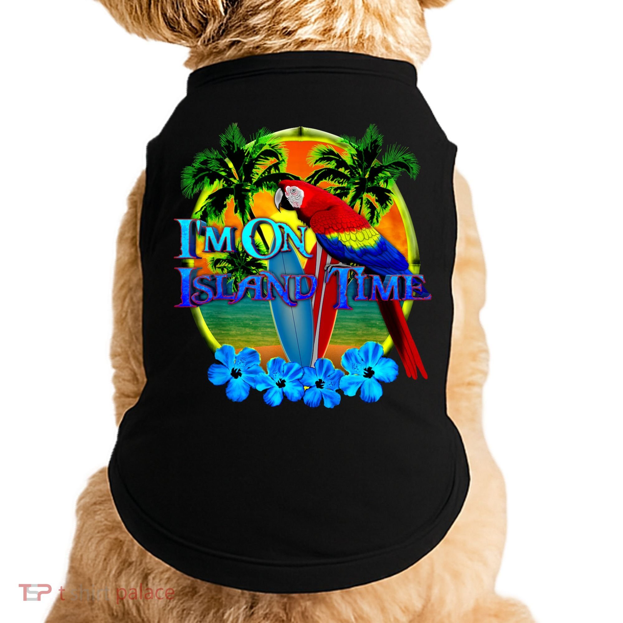 Im On Island Time Tropical Beach Doggie Tank