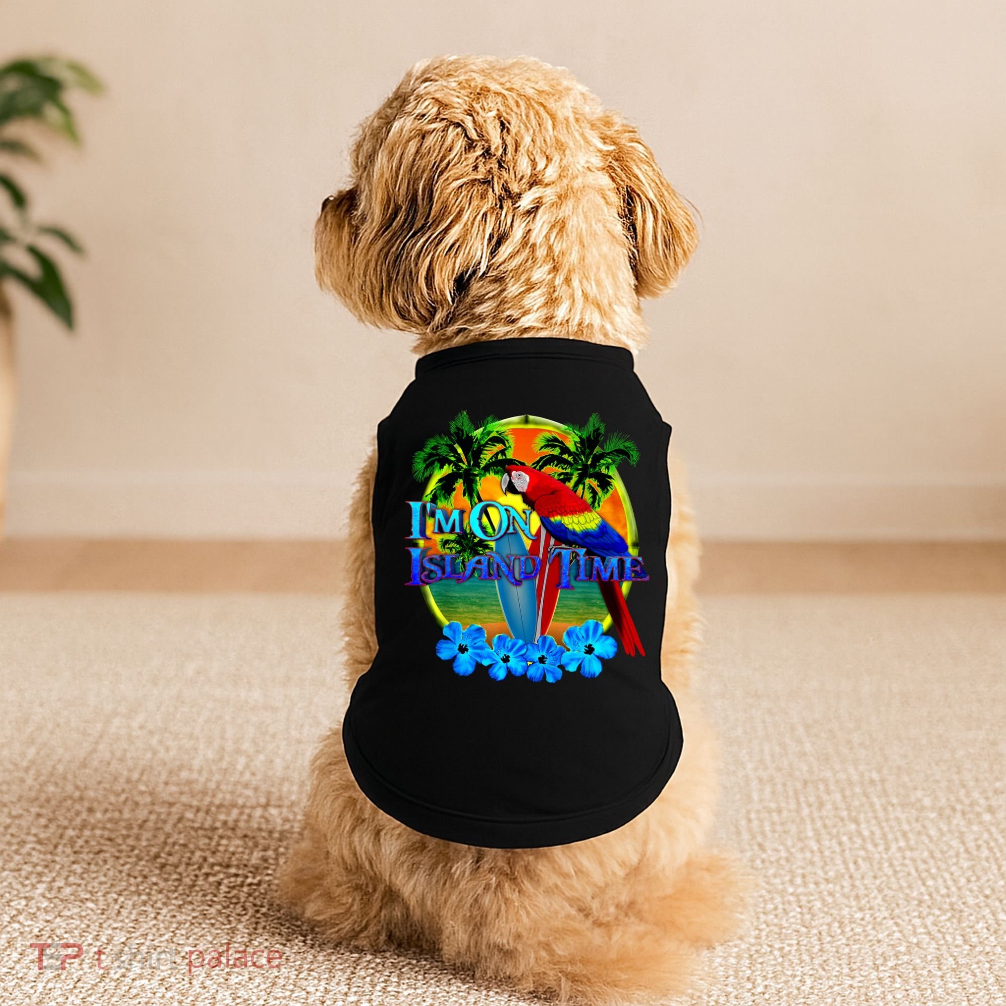 Im On Island Time Tropical Beach Doggie Tank