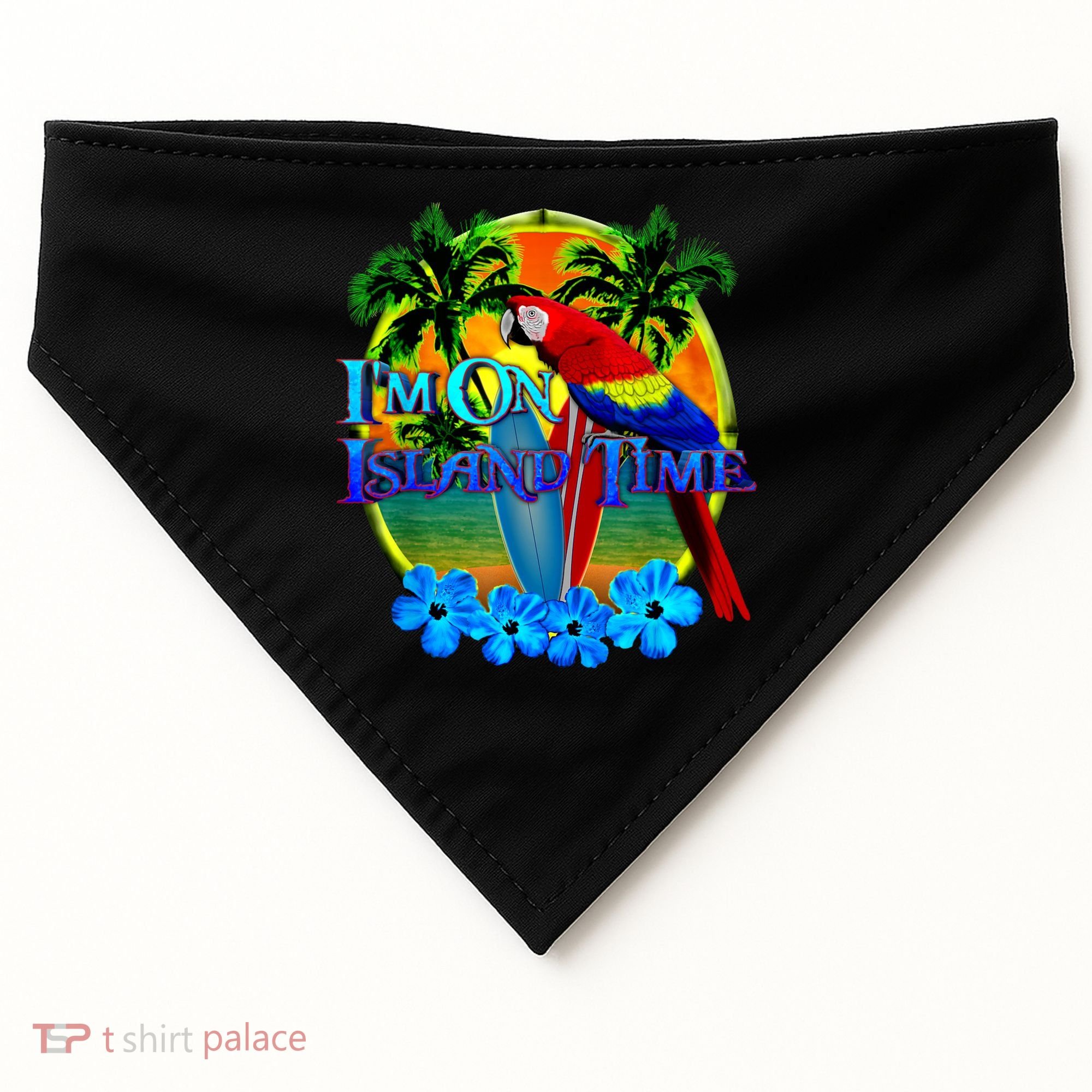 Im On Island Time Tropical Beach USA-Made Doggie Bandana