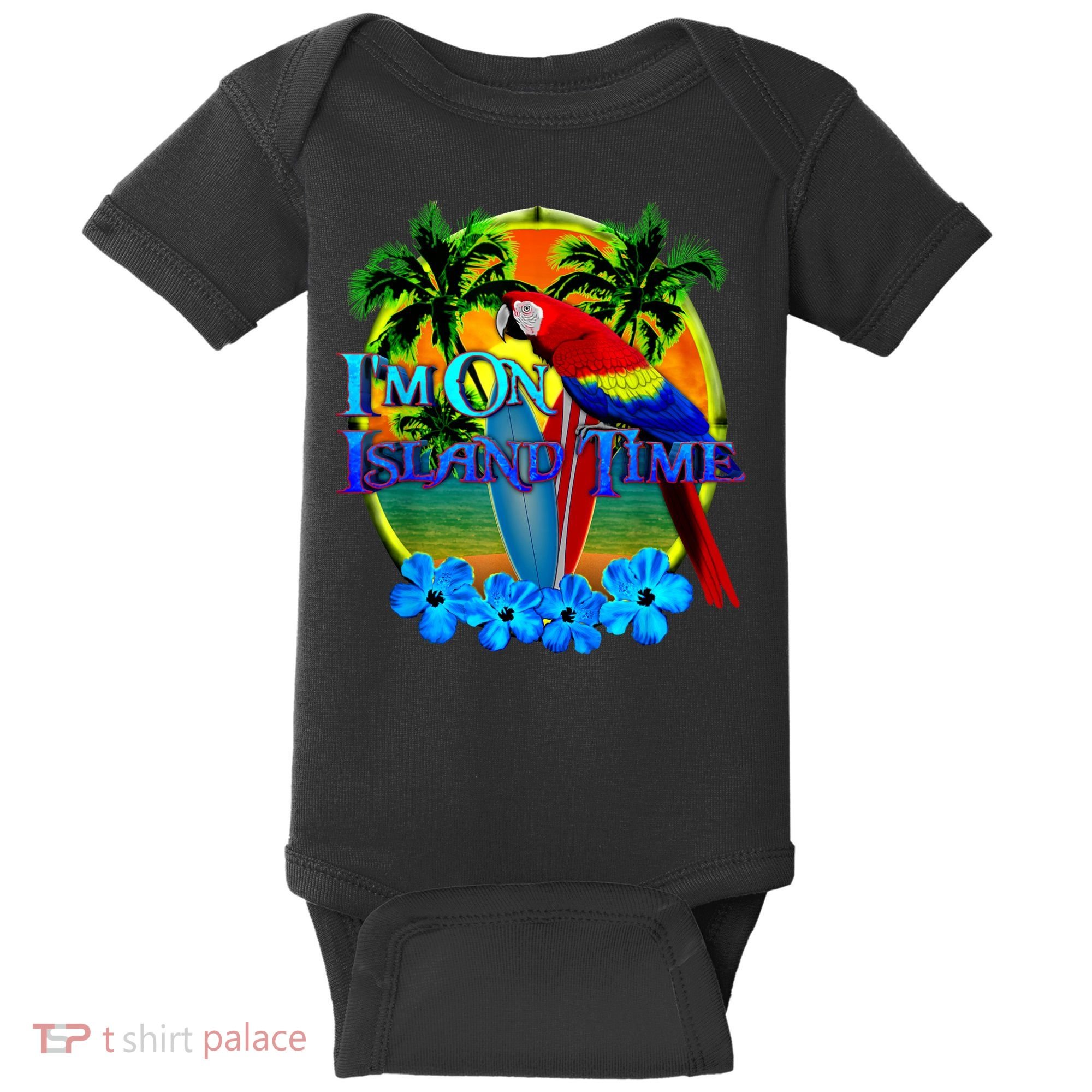 Im On Island Time Tropical Beach Baby Bodysuit
