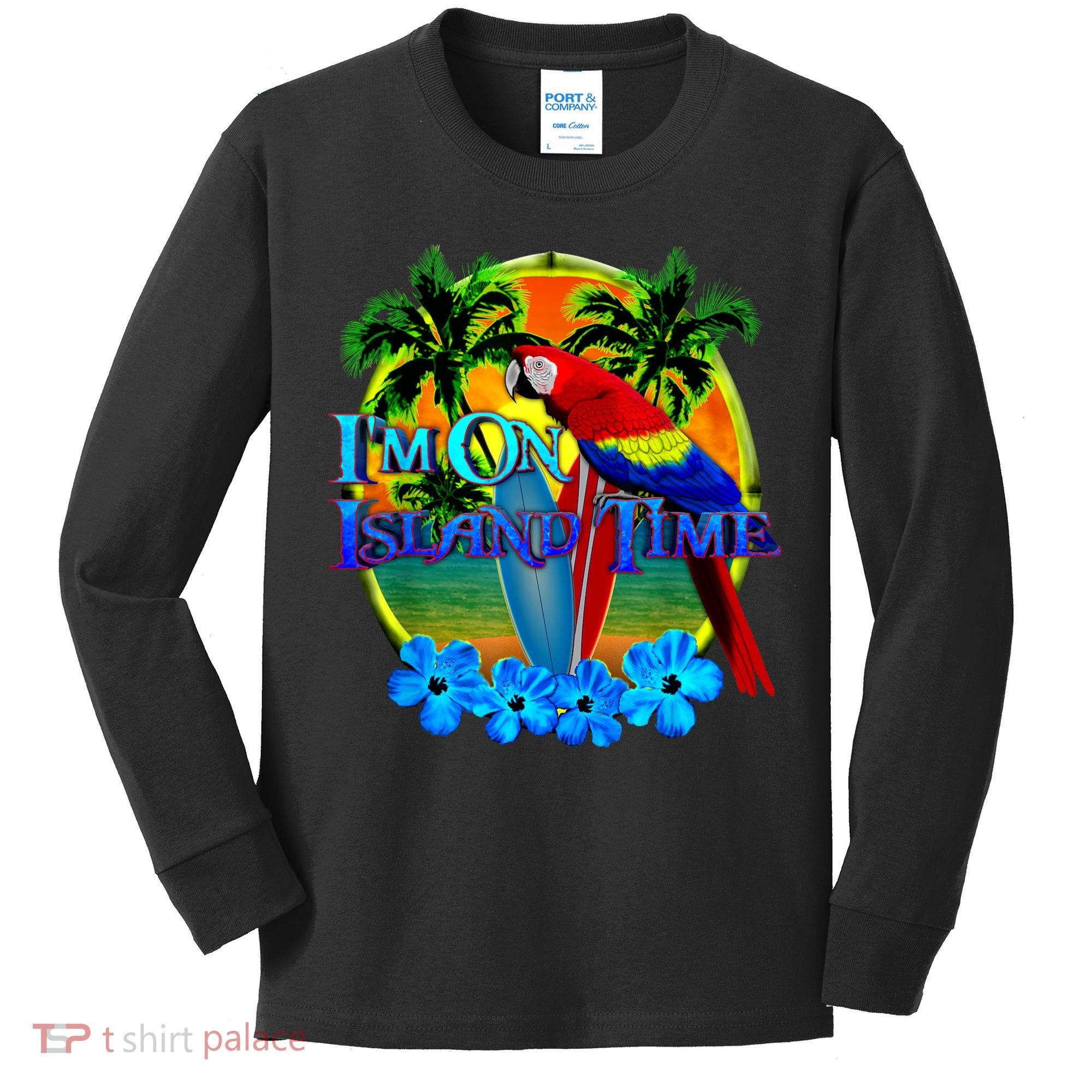 Im On Island Time Tropical Beach Kids Long Sleeve Shirt