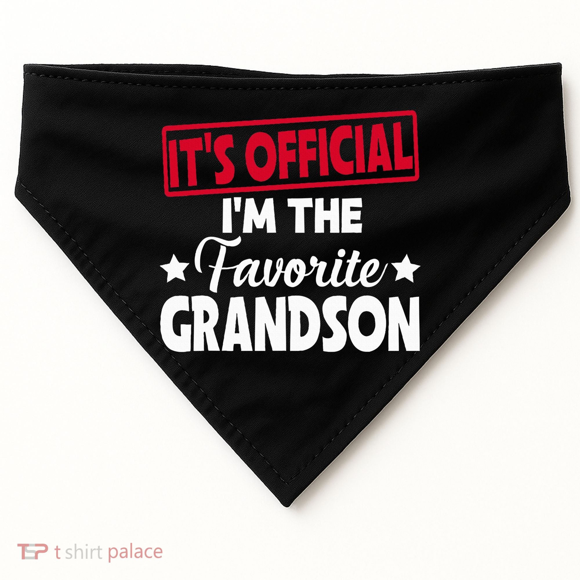 It's O.fficial I'm The Favorite Grandson Funny  USA-Made Doggie Bandana