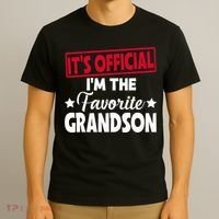 It's O.fficial I'm The Favorite Grandson Funny  T-Shirt thumb 3