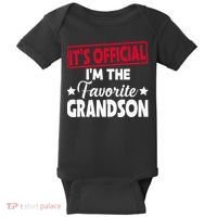 It's O.fficial I'm The Favorite Grandson Funny  Baby Bodysuit thumb 0