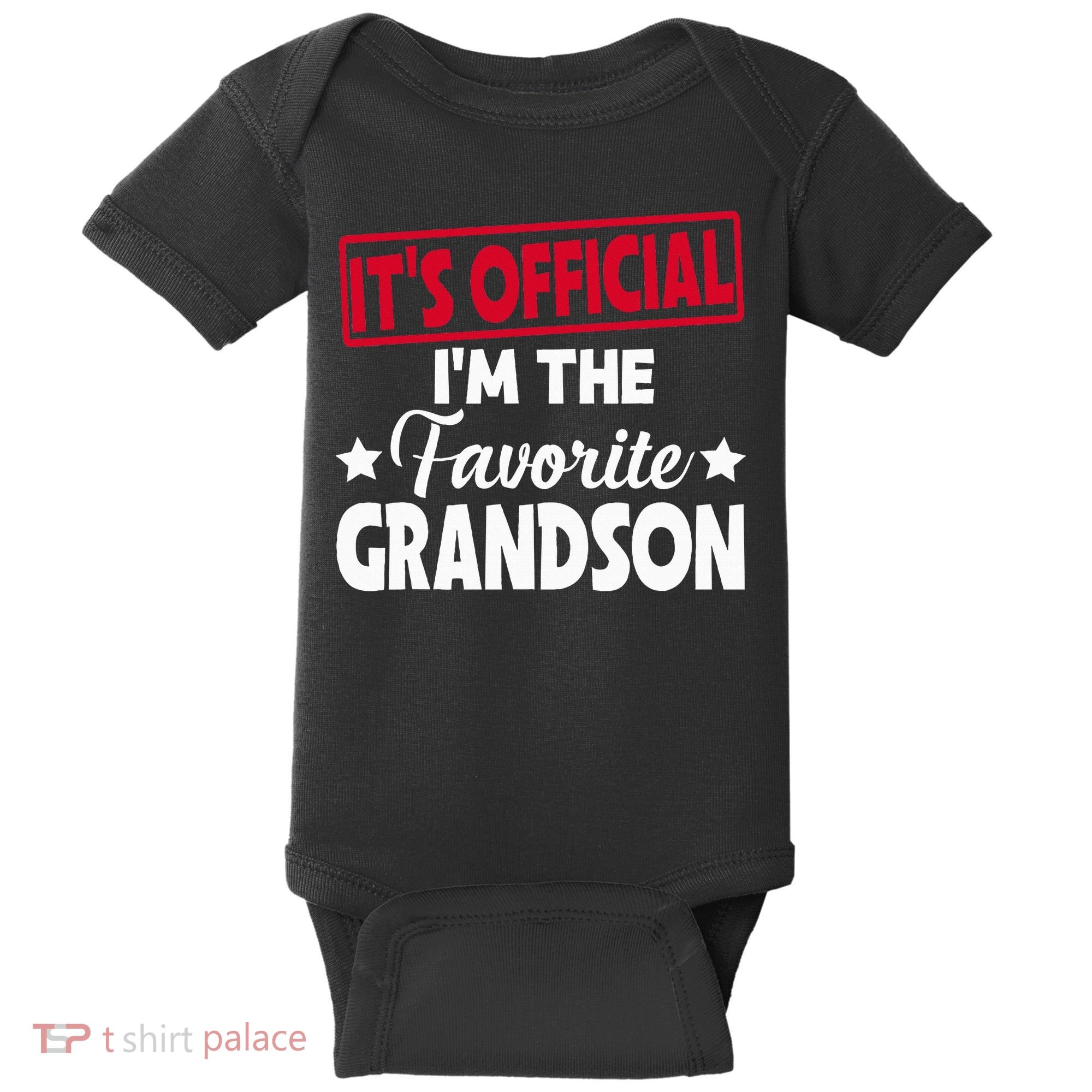 It's O.fficial I'm The Favorite Grandson Funny  Baby Bodysuit