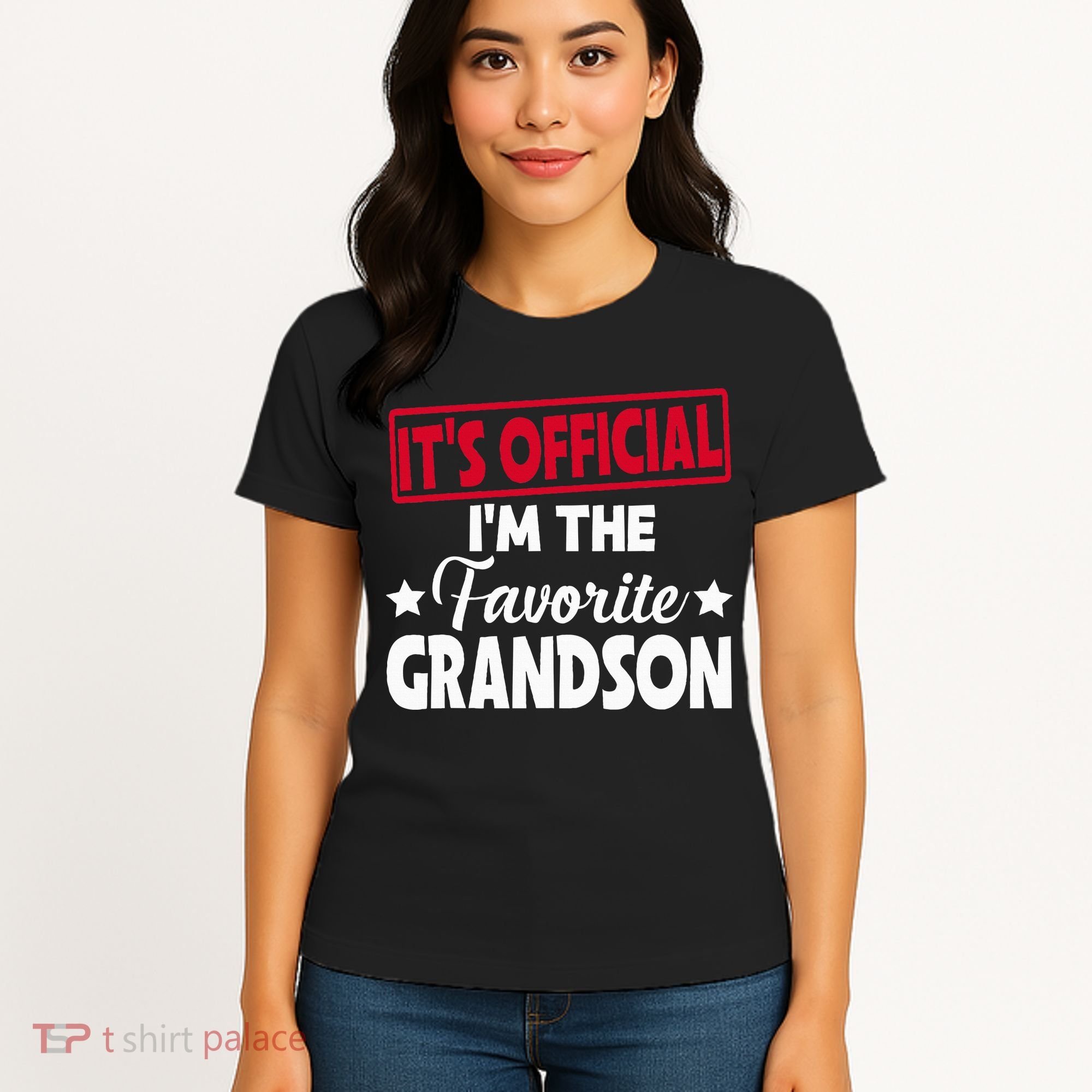 It's O.fficial I'm The Favorite Grandson Funny  Women's T-Shirt