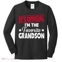 It's O.fficial I'm The Favorite Grandson Funny  Kids Long Sleeve Shirt thumb 0