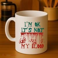 I’m Ok It’s Not My Blood Funny Zombie Halloween Coffee Mug thumb 4