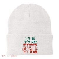 I’m Ok It’s Not My Blood Funny Zombie Halloween Beanie thumb 0