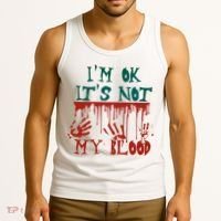 I’m Ok It’s Not My Blood Funny Zombie Halloween Tank Top thumb 3