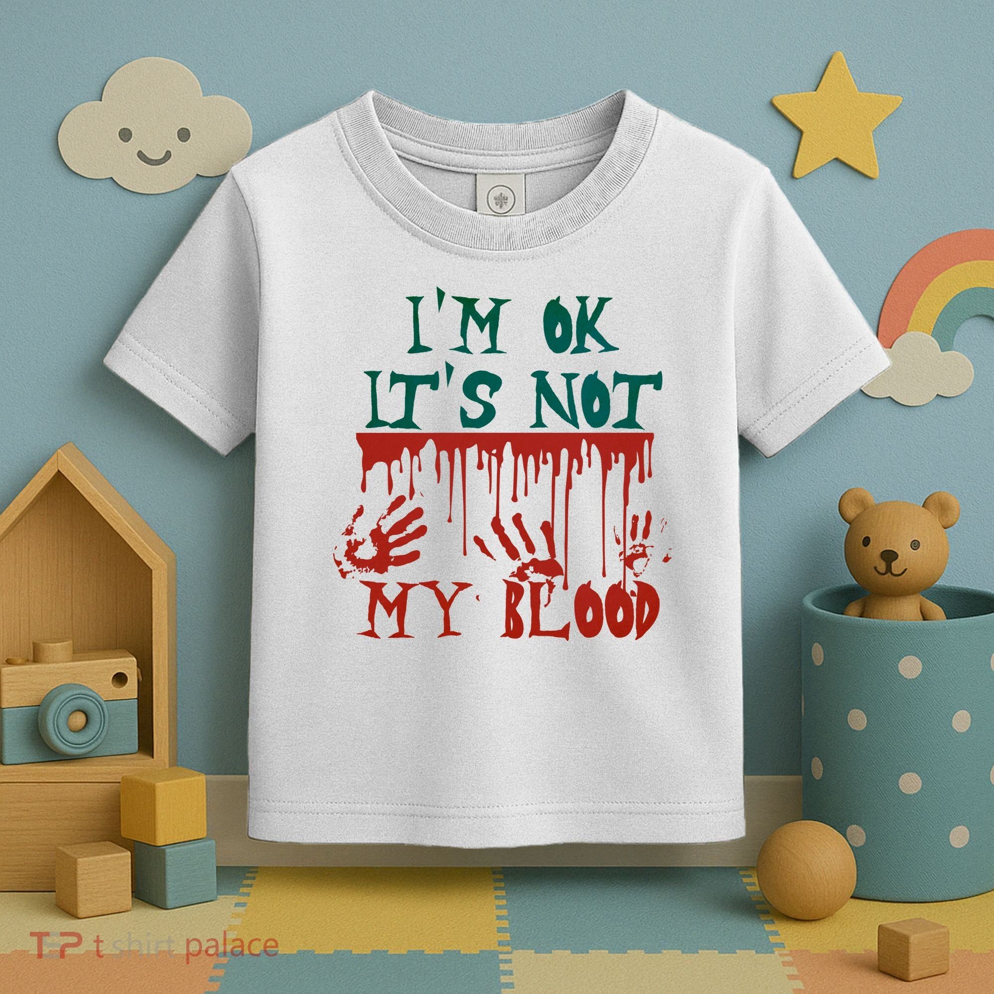 I’m Ok It’s Not My Blood Funny Zombie Halloween Toddler T-Shirt