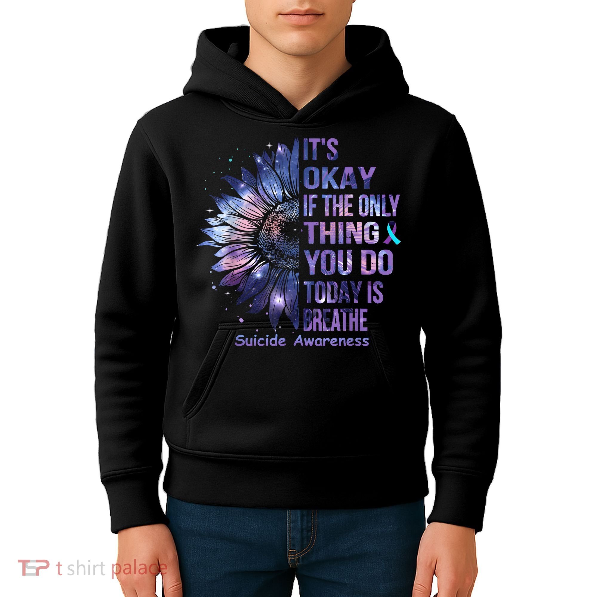 Its Okay If The Only Thing You Do Today Is Breathe Kids Hoodie