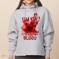 Im Ok Its Not My Blood Funny Halloween Zombie Ladies Heavyweight Boxy Pullover Hoodie thumb 0