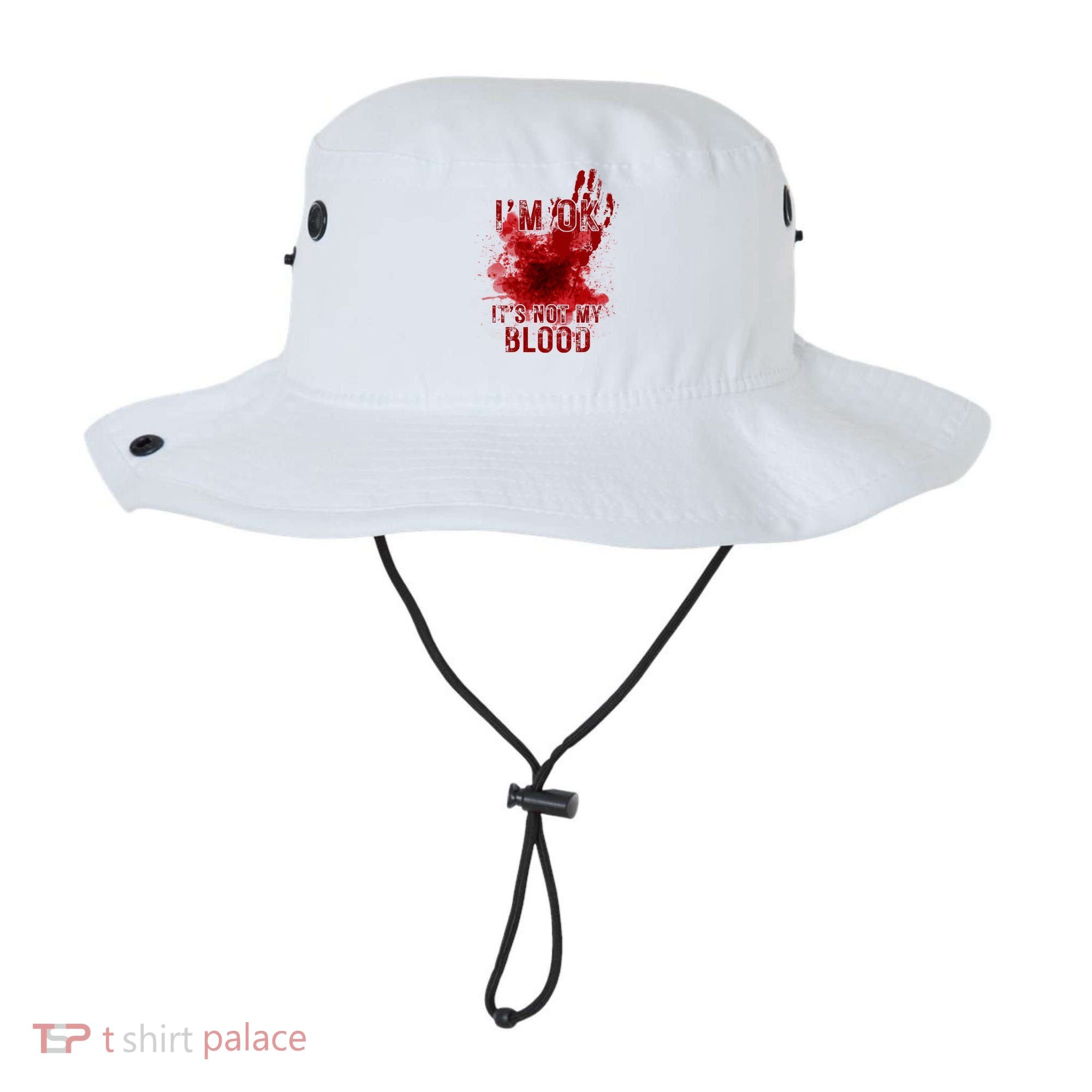 Im Ok Its Not My Blood Funny Halloween Zombie Bucket Hat