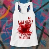 Im Ok Its Not My Blood Funny Halloween Zombie Women's Tank Top thumb 3