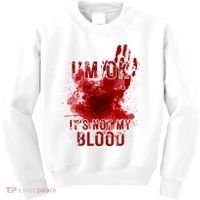 Im Ok Its Not My Blood Funny Halloween Zombie Kids Sweatshirt thumb 0