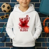 Im Ok Its Not My Blood Funny Halloween Zombie Kids Hoodie thumb 2