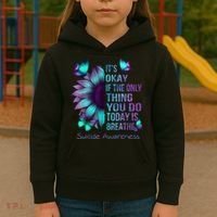 Its Okay If The Only Thing You Do Today Is Breathe Kids Hoodie thumb 3
