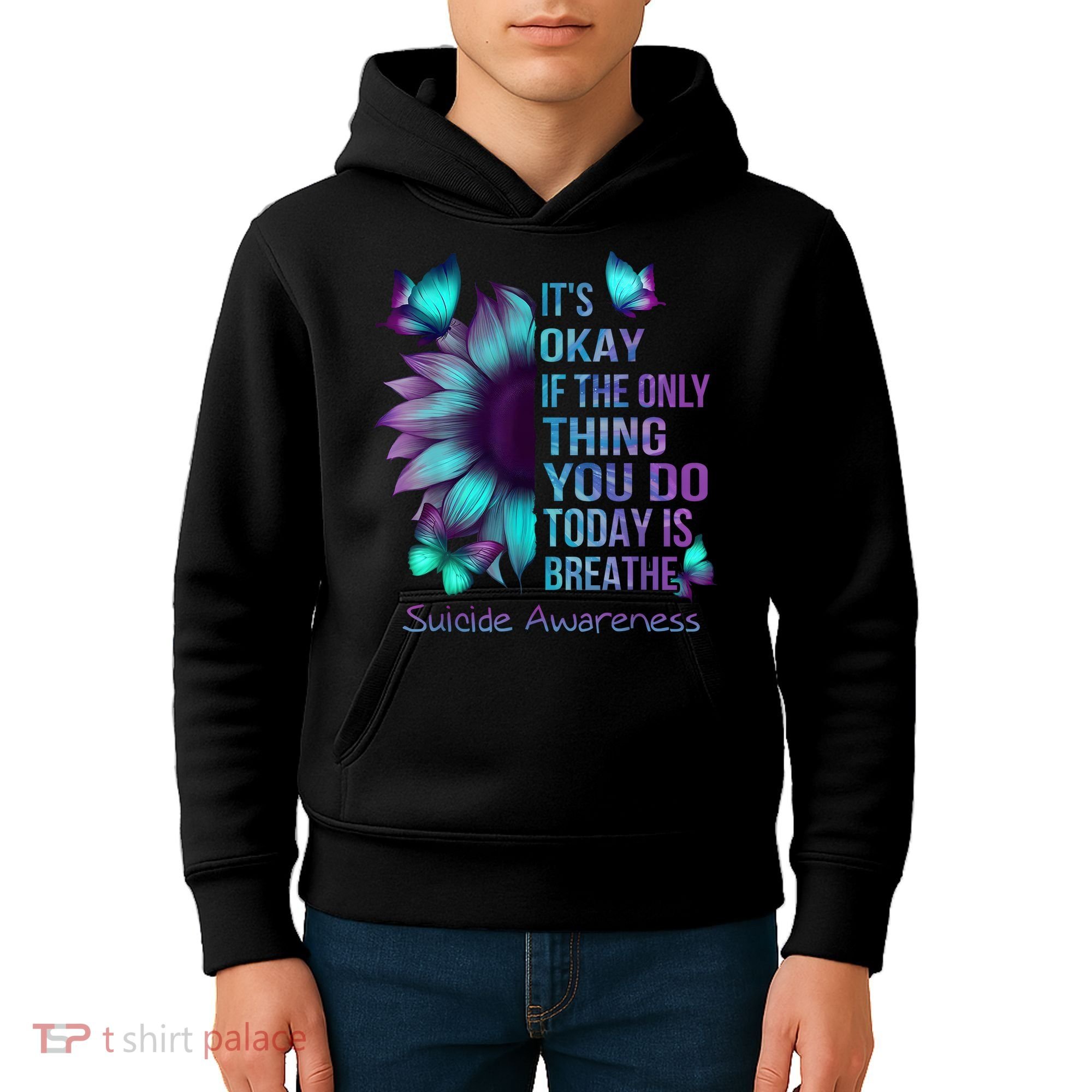 Its Okay If The Only Thing You Do Today Is Breathe Kids Hoodie