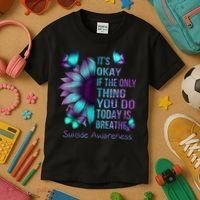 Its Okay If The Only Thing You Do Today Is Breathe Kids T-Shirt thumb 3
