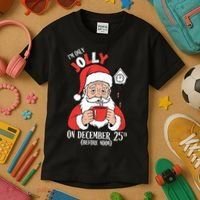 Im Only Jolly On December 25th Christmas Kids T-Shirt thumb 3