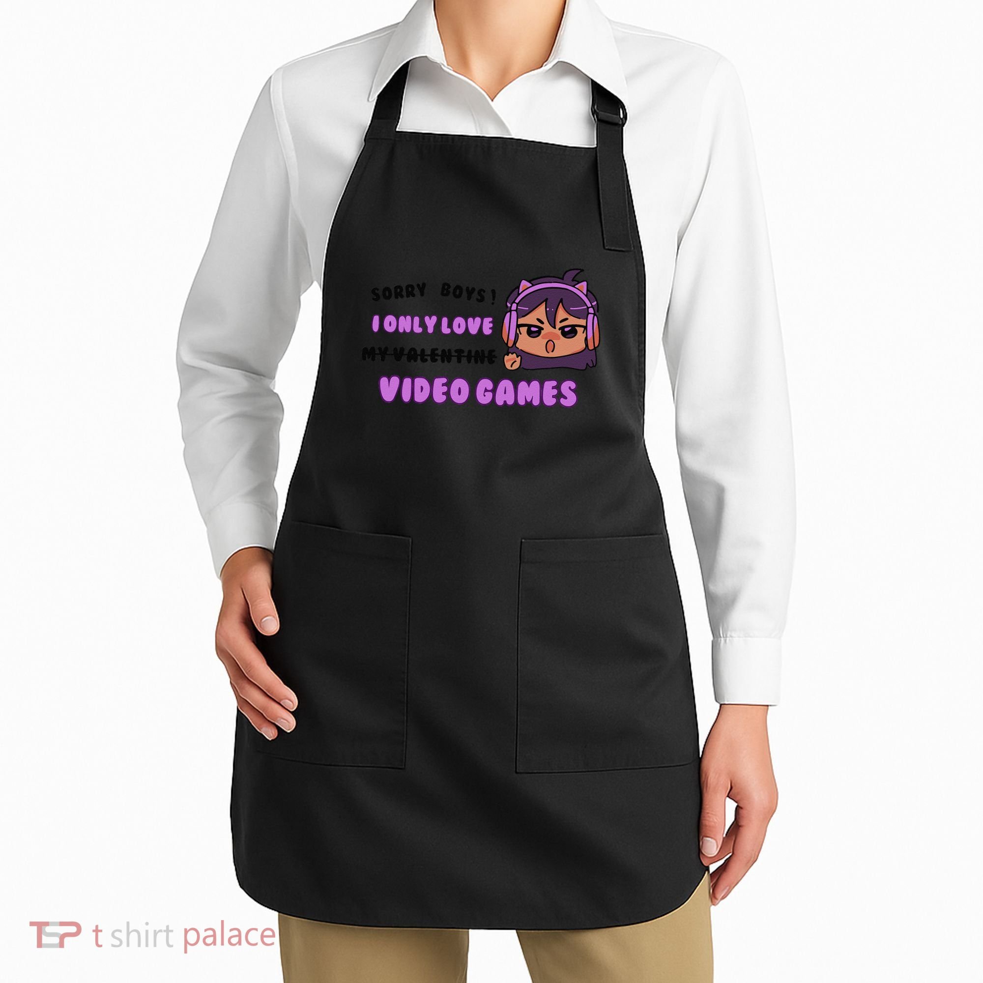 I Only Love Video Games Headphones Cat Ears Apron