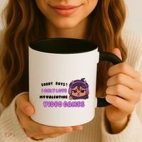 I Only Love Video Games Headphones Cat Ears Coffee Mug thumb 3