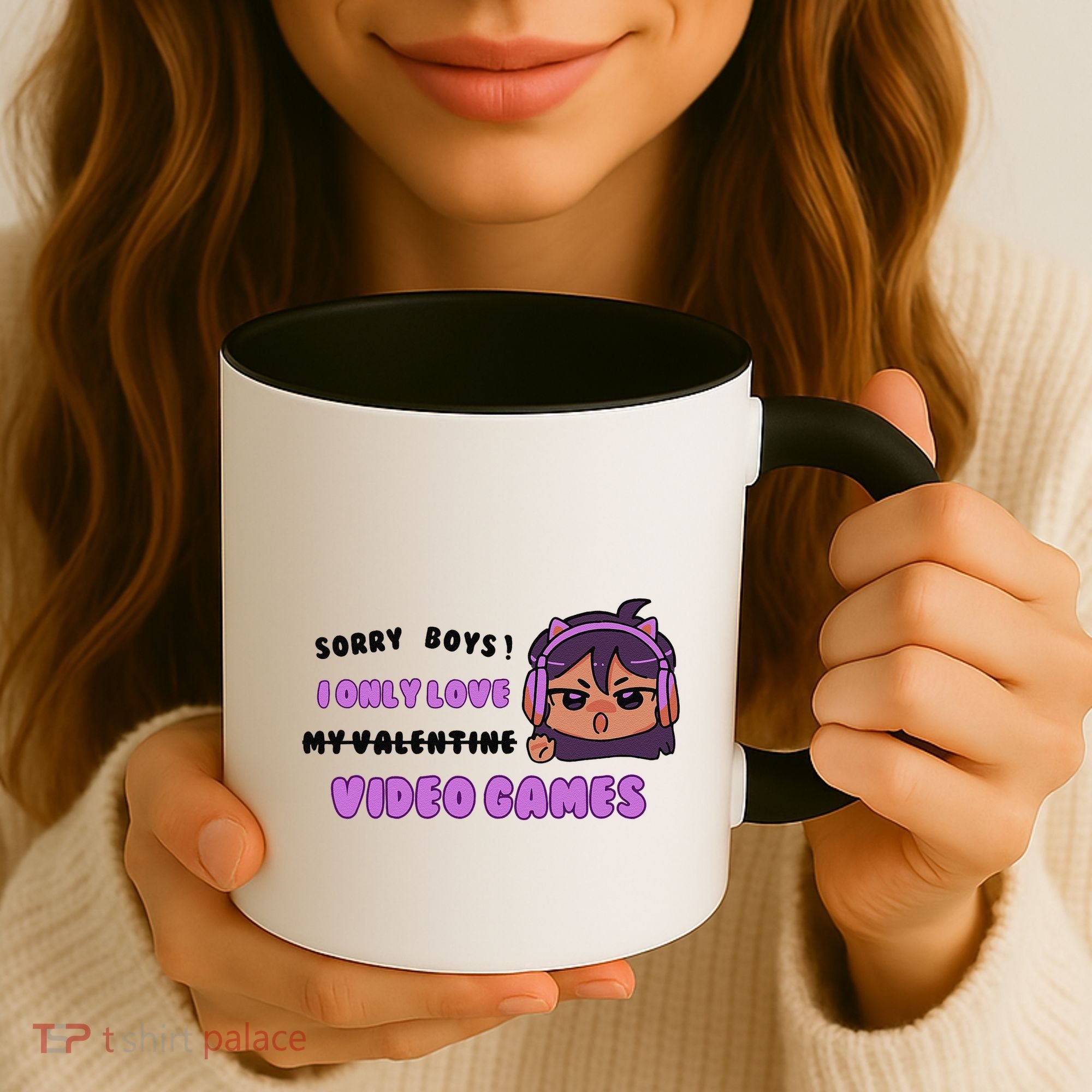 I Only Love Video Games Headphones Cat Ears Coffee Mug