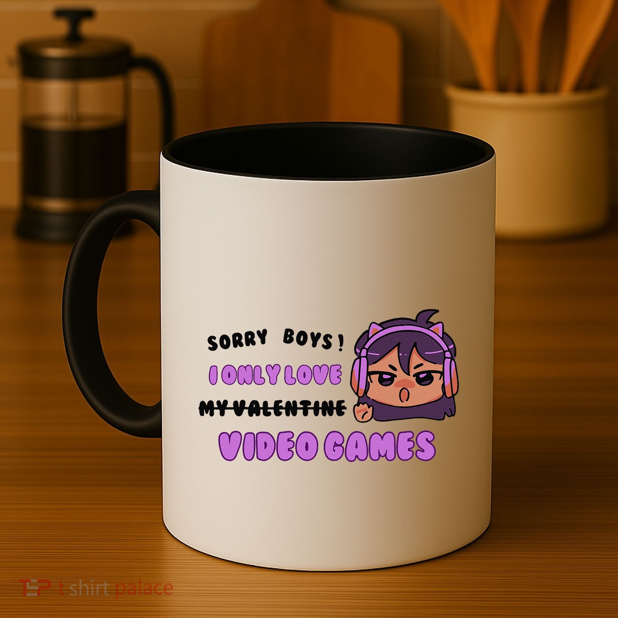 I Only Love Video Games Headphones Cat Ears Coffee Mug