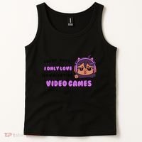 I Only Love Video Games Headphones Cat Ears Tank Top thumb 2