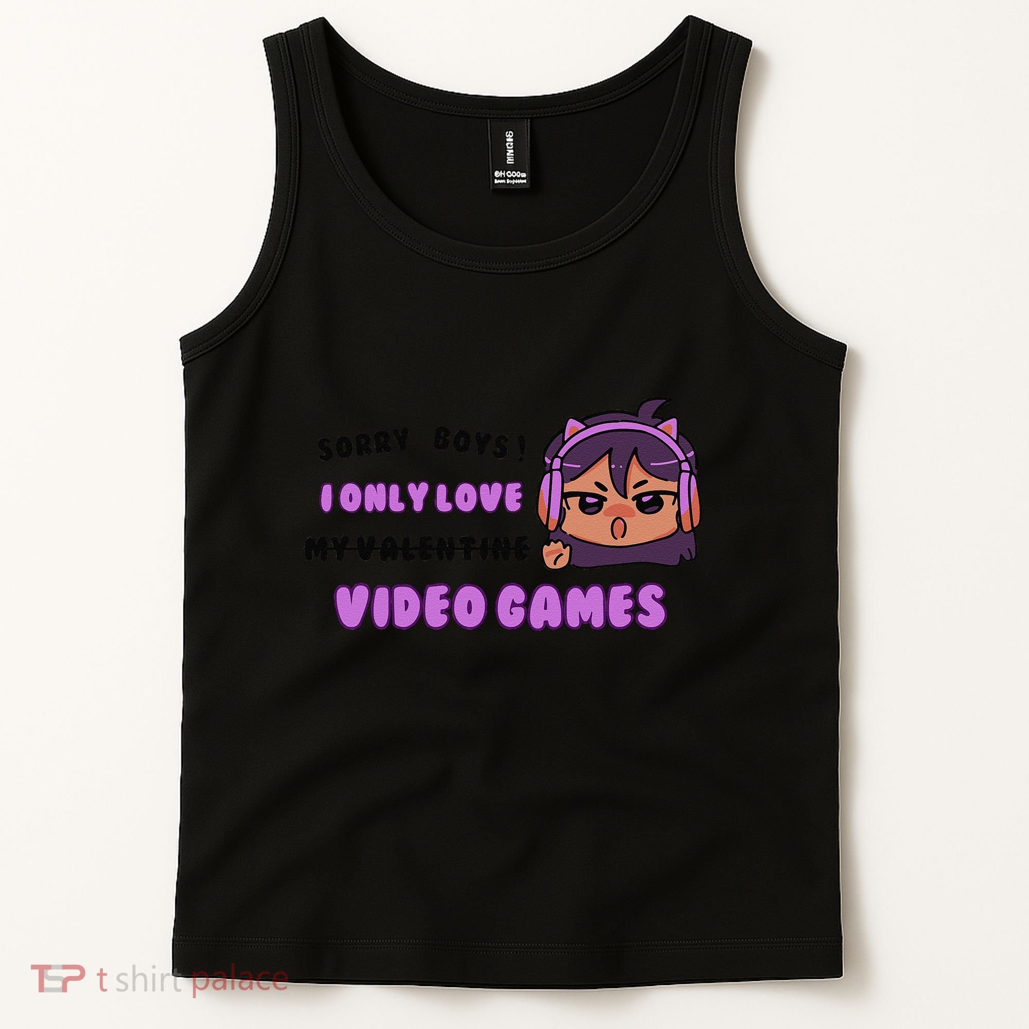 I Only Love Video Games Headphones Cat Ears Tank Top