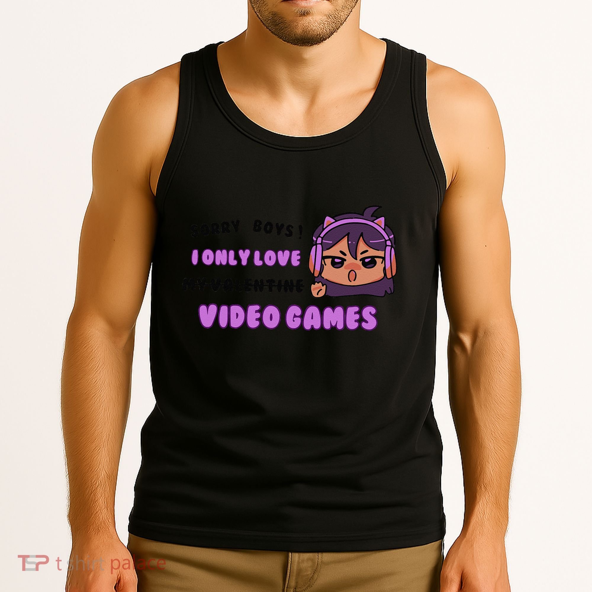 I Only Love Video Games Headphones Cat Ears Tank Top