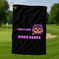 I Only Love Video Games Headphones Cat Ears Golf Towel thumb 1