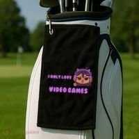 I Only Love Video Games Headphones Cat Ears Golf Towel thumb 2