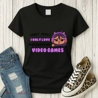 I Only Love Video Games Headphones Cat Ears Women's T-Shirt thumb 3
