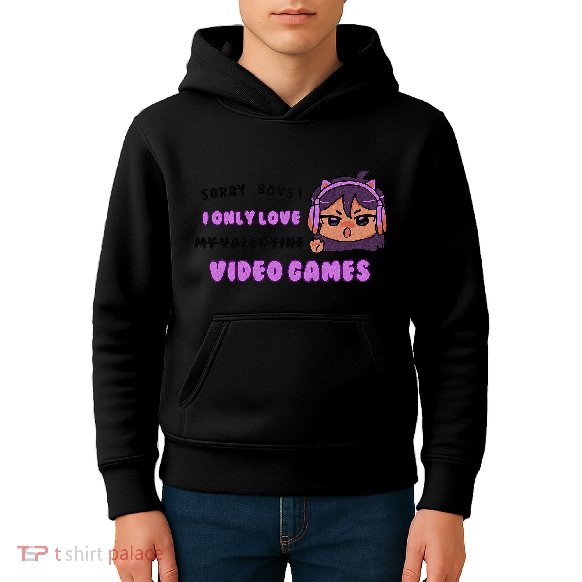 I Only Love Video Games Headphones Cat Ears Kids Hoodie
