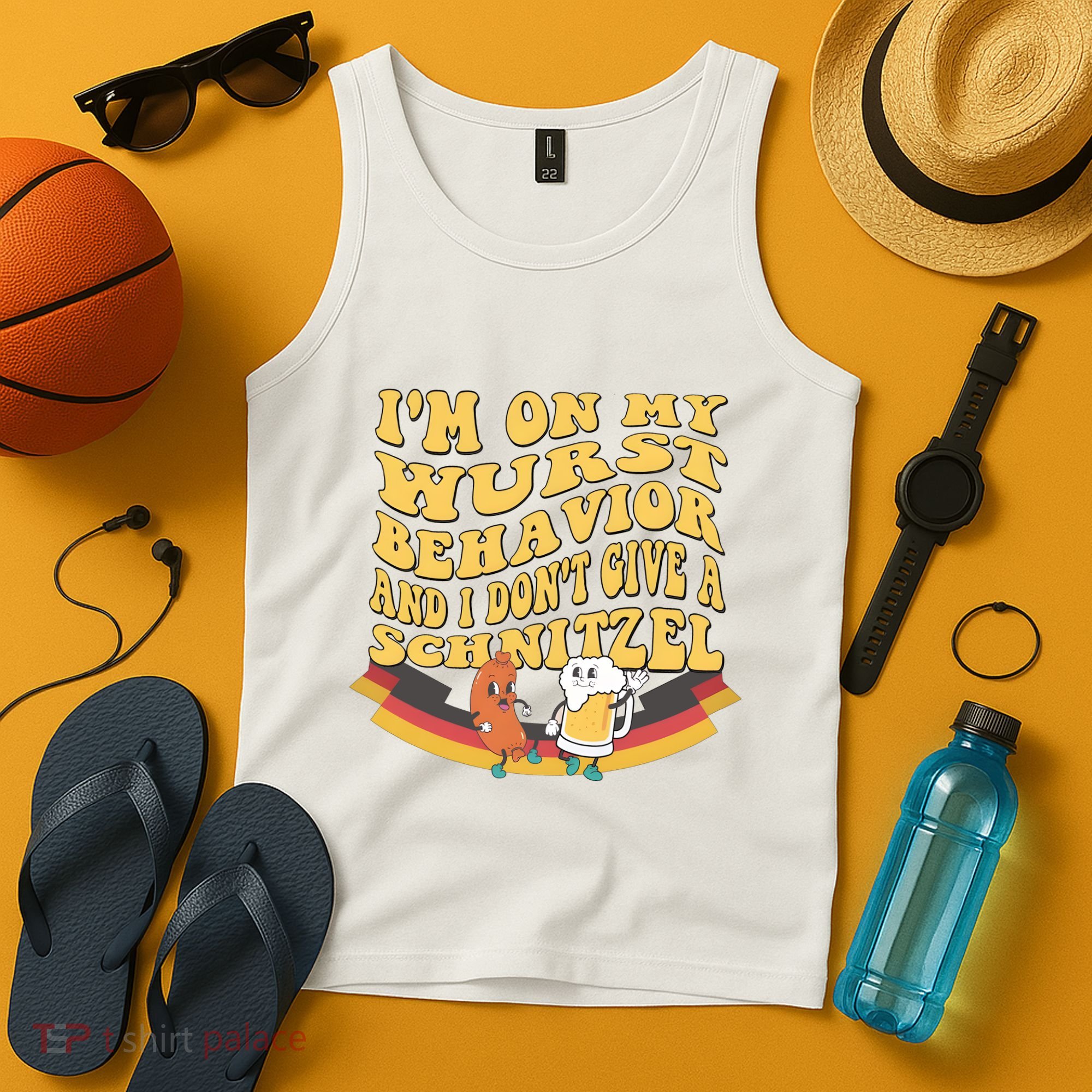 Im On My Wurst Behavior And I Dont Give A Schnitzel Oktoberfest Drinking Team Tank Top