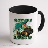 Im On My Way To St Patricks Day Dinosaur Coffee Mug thumb 1
