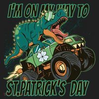 Im On My Way To St Patricks Day Dinosaur Beanie thumb 2