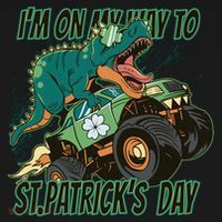 Im On My Way To St Patricks Day Dinosaur Women's Hoodie thumb 2