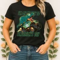 Im On My Way To St Patricks Day Dinosaur Women's T-Shirt thumb 2