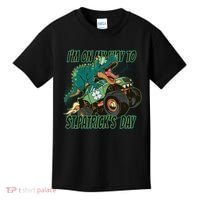 Im On My Way To St Patricks Day Dinosaur Kids T-Shirt thumb 0