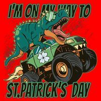 Im On My Way To St Patricks Day Dinosaur Santa Hat thumb 1