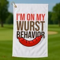 Im On My Wurst Behavior Oktoberfest Golf Towel thumb 1