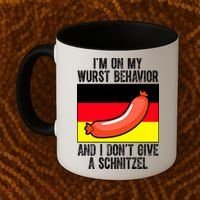 Im On My Wurst Behavior And I Dont Give A Schnitzel Oktoberfest Coffee Mug thumb 2