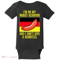 Im On My Wurst Behavior And I Dont Give A Schnitzel Oktoberfest Baby Bodysuit thumb 0